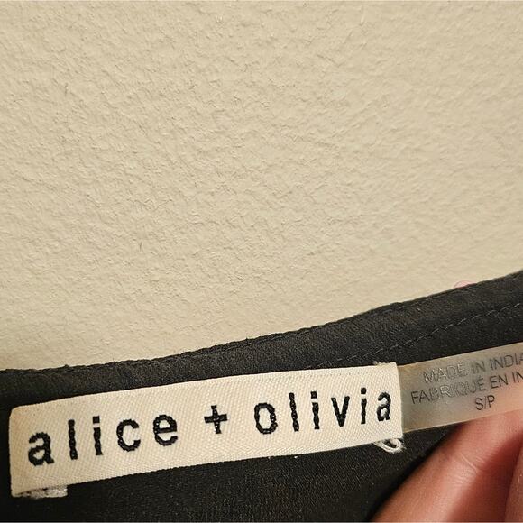 alice + olivia Black and Pink Harmon Cheetah Print Cami Tank Top Small Sequin - Picture 3 of 7